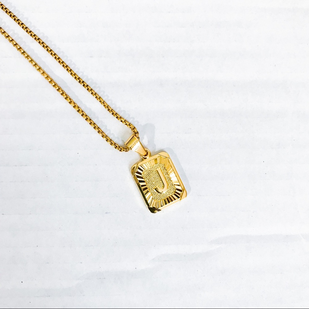 Initial ‘J’ Gold Letter Chain Necklace